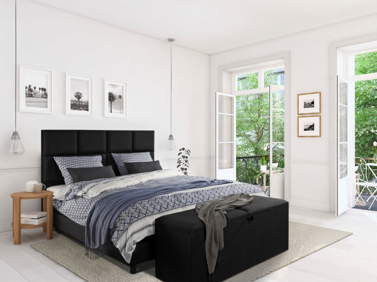 Beddenleeuw Dekenkist 140x40x55 Skai Zwart