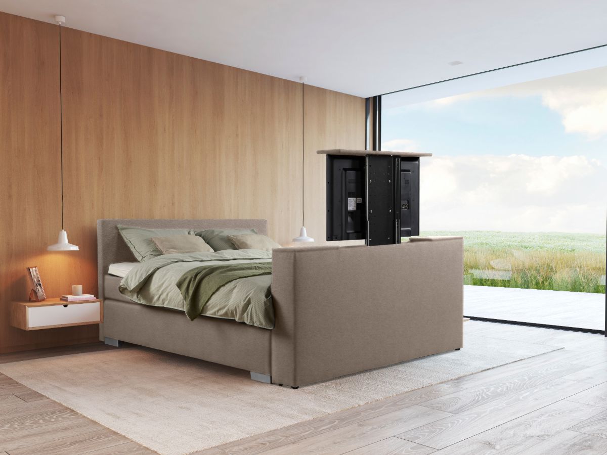 Beddenleeuw TV-Lift in Voetbord - 140x83 - Skai Taupe