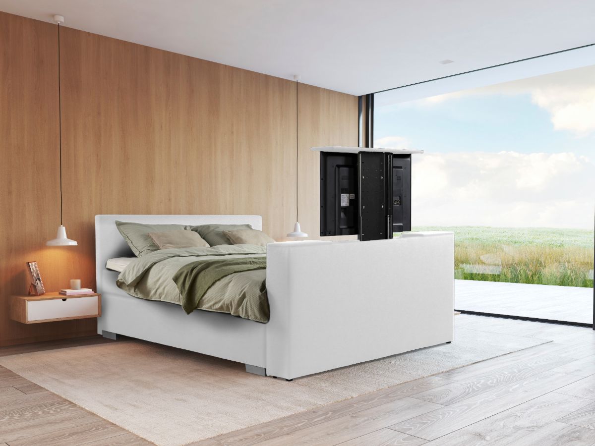 Beddenleeuw TV-Lift in Voetbord - 140x83 - Skai Wit