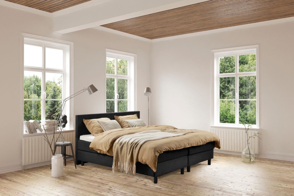 Beddenleeuw Boxspring Bed Isabella - 160x210 - Incl. Pocketmatras + Hoofdbord - Skai Zwart
