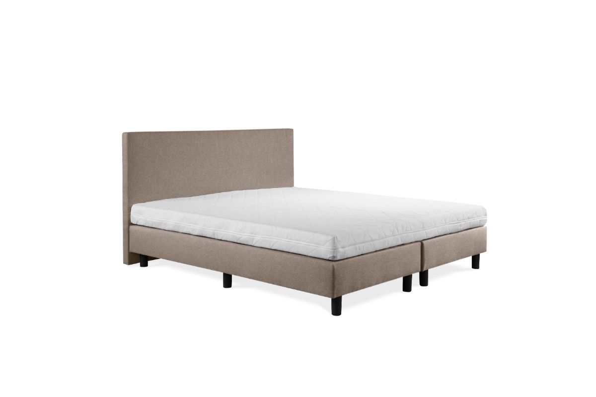 Beddenleeuw Boxspring Bed Nora - 90x200 - Incl. Hoofdbord + Matras - Skai Taupe