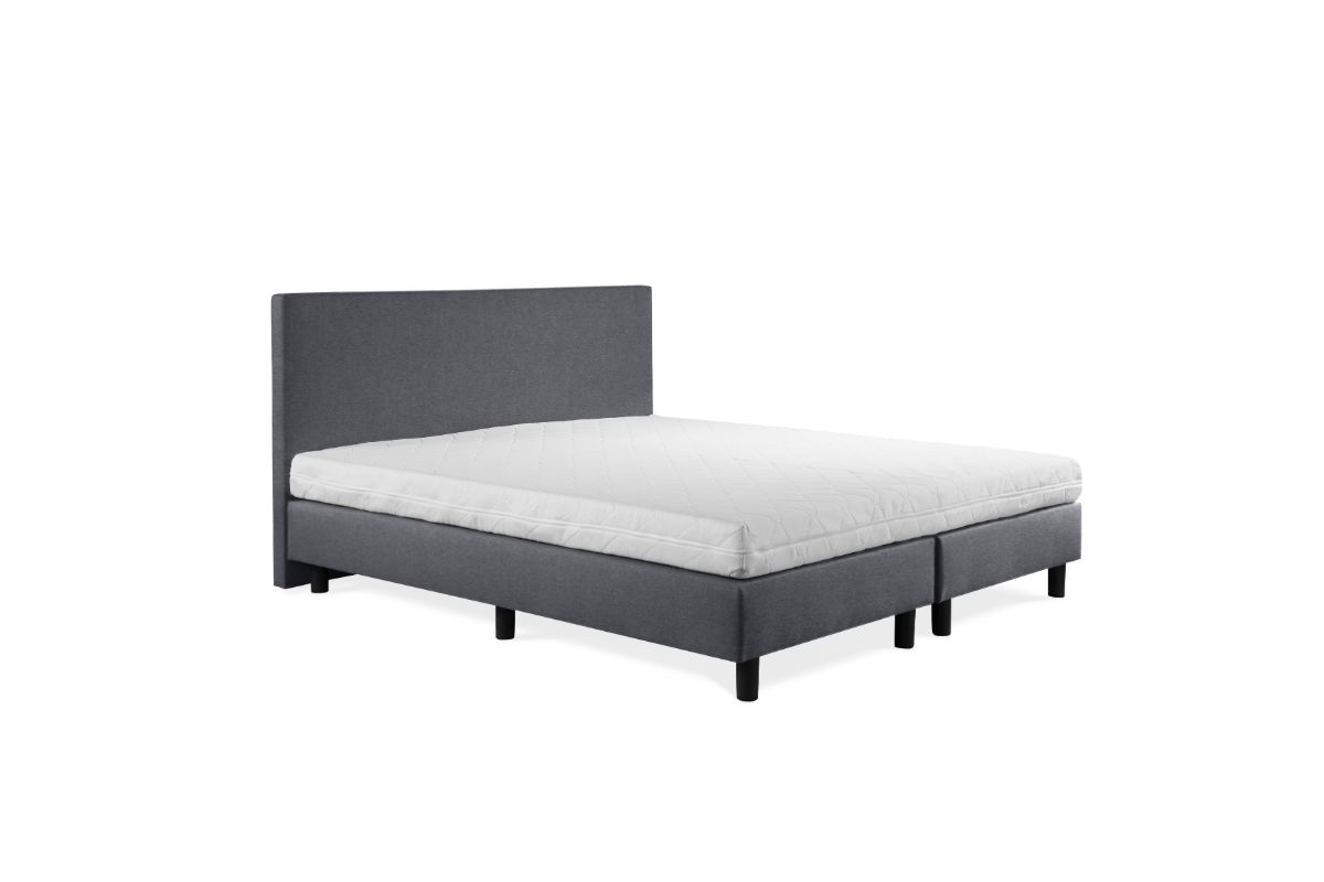 Beddenleeuw Boxspring Bed Nora - 90x200 - Incl. Hoofdbord + Matras - Skai Antraciet