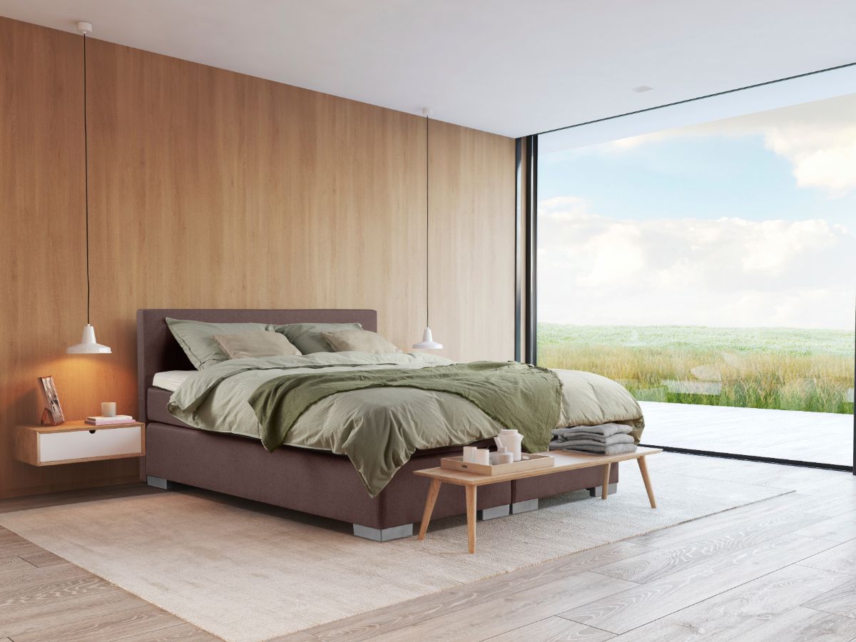 Beddenleeuw Boxspring Bed Sara - 160x200 - Incl. Pocketmatras + Hoofdbord - Bruin