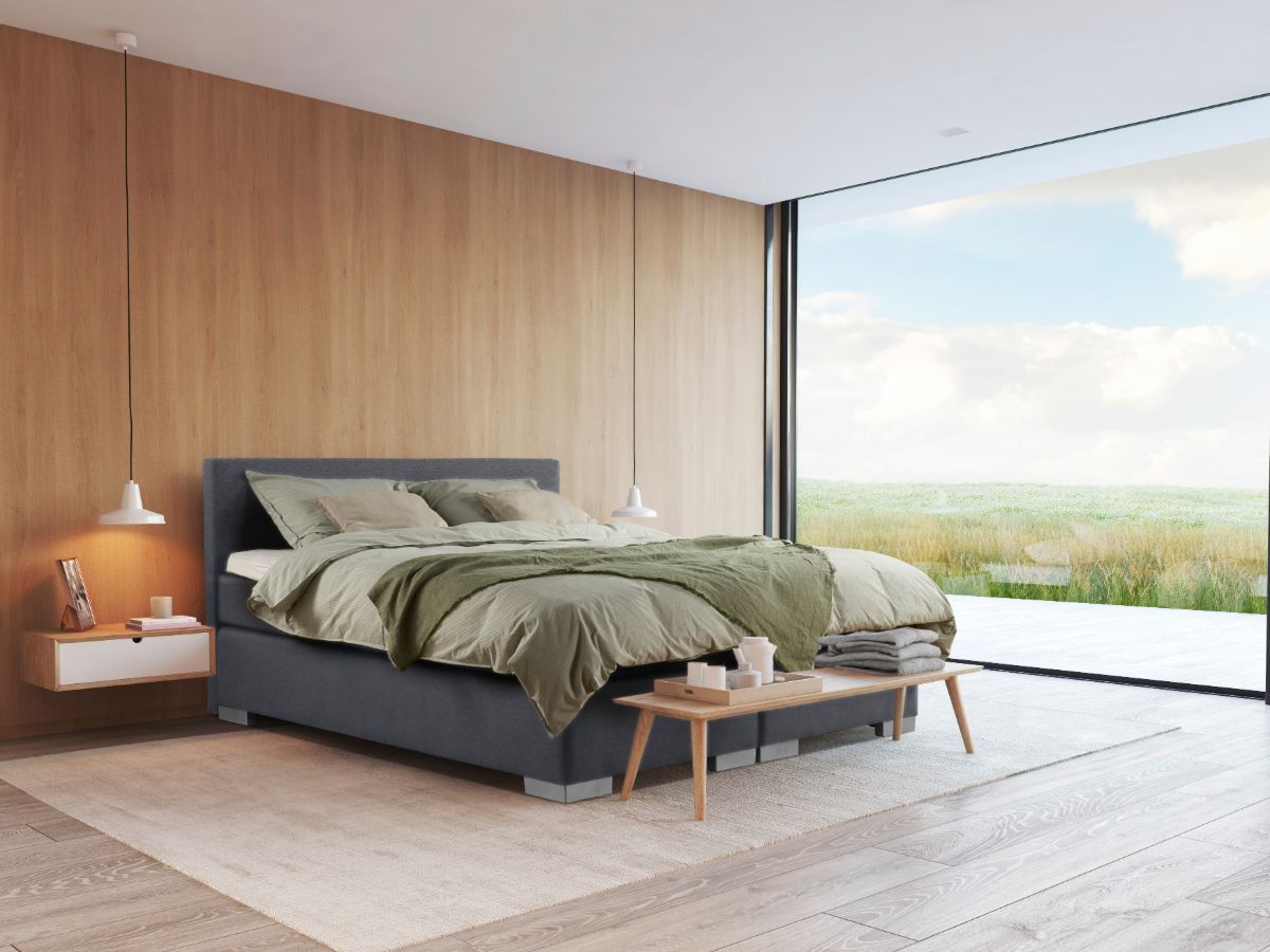 Beddenleeuw Boxspring Bed Sara - 160x200 - Incl. Pocketmatras + Hoofdbord - Skai Taupe
