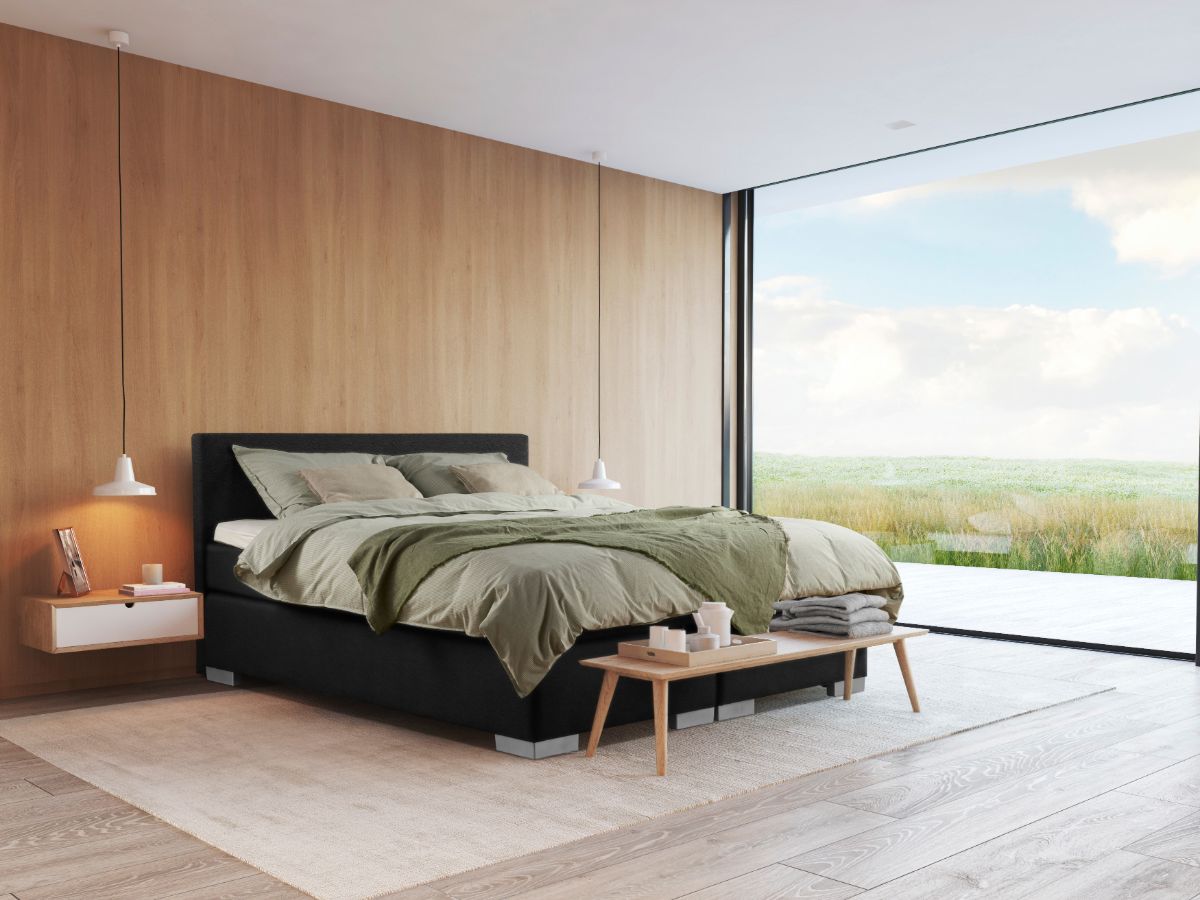 Beddenleeuw Boxspring Bed Sara - 140x210 - Incl. Pocketmatras + Hoofdbord - Zilvergrijs