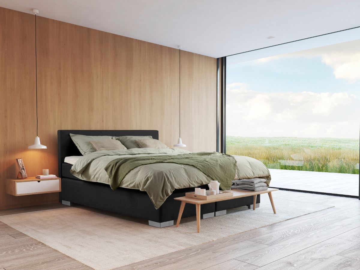 Beddenleeuw Boxspring Bed Sara - 140x220 - Incl. Pocketmatras + Hoofdbord - Zwart