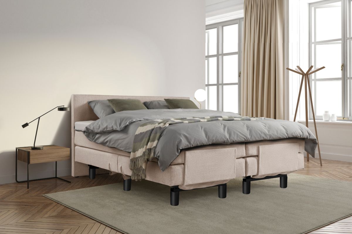Beddenleeuw Boxspring Bed Sophia - Elektrisch - 160x210 - Incl. Hoofdbord - Ecru
