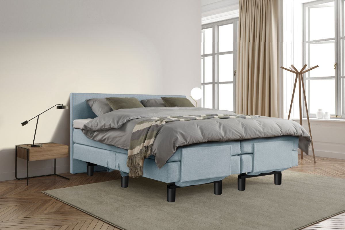 Beddenleeuw Boxspring Bed Sophia - Elektrisch - 160x210 - Incl. Hoofdbord - Blauw