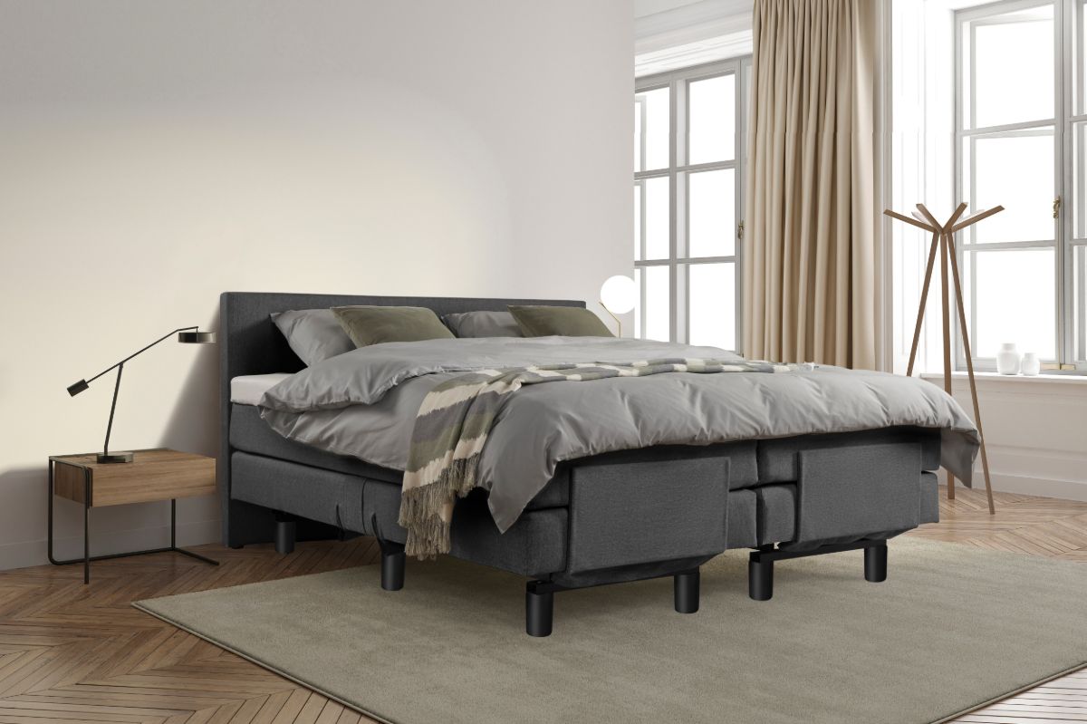 Beddenleeuw Boxspring Bed Sophia - Elektrisch - 160x210 - Incl. Hoofdbord - Antraciet