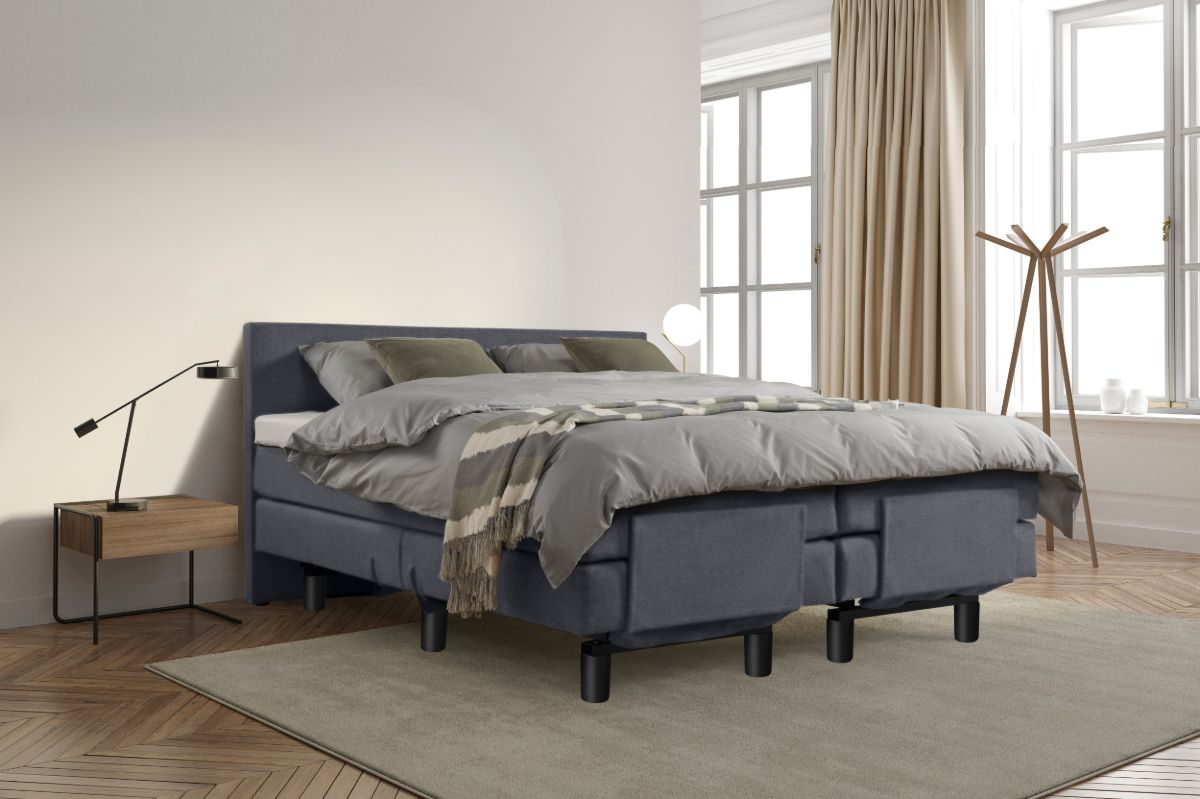 Beddenleeuw Boxspring Bed Sophia - Elektrisch - 160x200 - Incl. Hoofdbord - Skai Antraciet