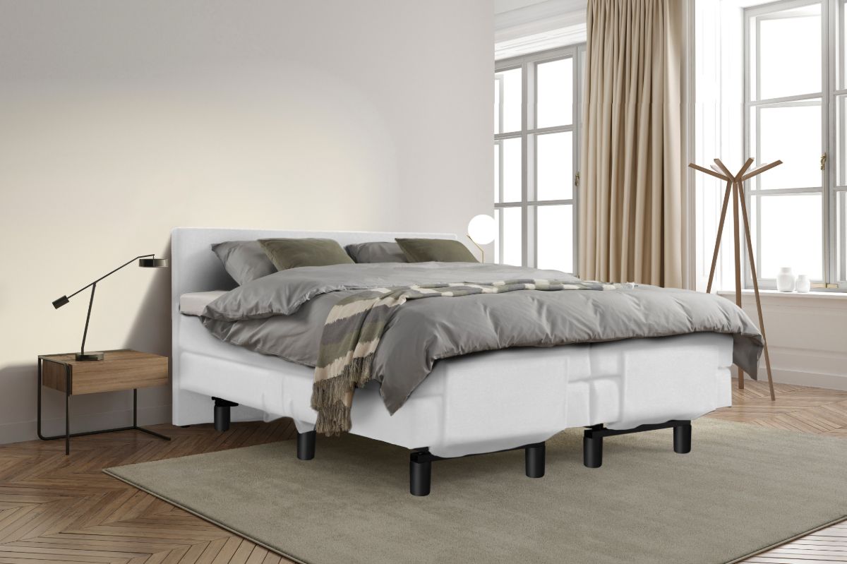 Beddenleeuw Boxspring Bed Sophia - Elektrisch - 160x200 - Incl. Hoofdbord - Skai Wit