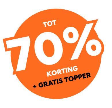 70% korting + gratis topper