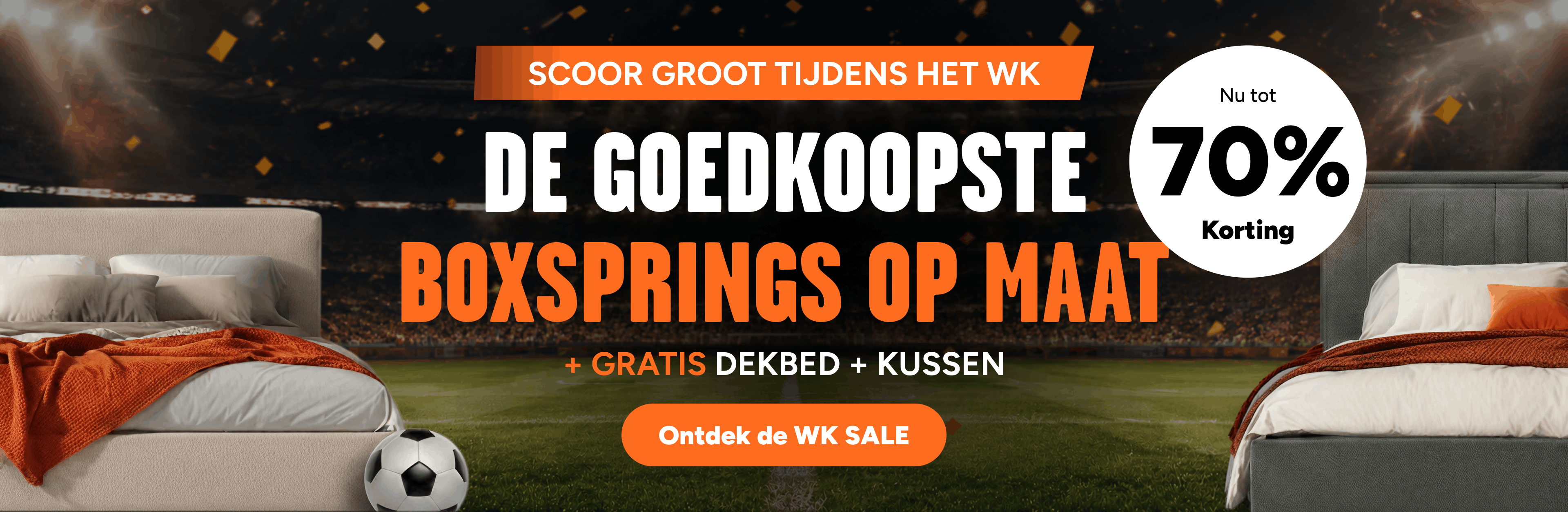 WK-sale bij Beddenleeuw! Korting tot 70% + gratis dekbed en kussen(s)